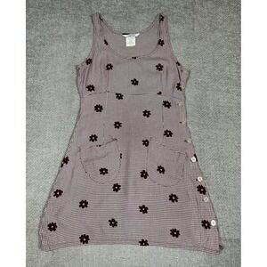 Vintage Esprit Dress Womens Burgundy Gingham Floral 90s Y2K Preppy Cottage